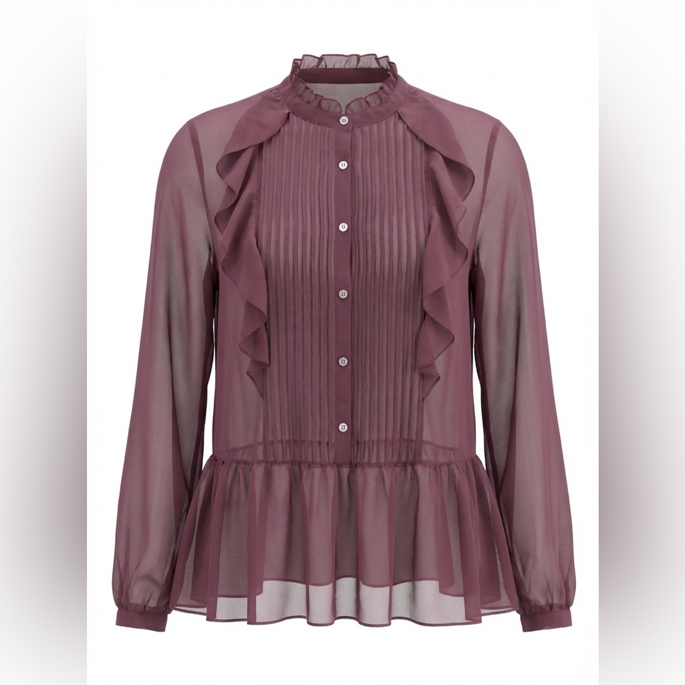 Who What Wear Plum Ruffle Blouse